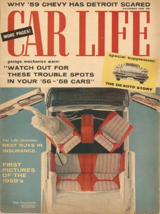 CAR LIFE 1958 NOV - FIRST 59 PHOTOS, TOYOPET, BEST IMPORTS, DESOTO SPECIAL*